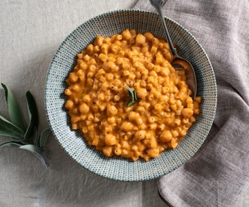 Cremige Pasta und Kichererbsen