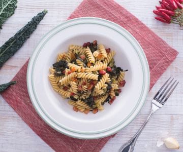 Fusilli mit Schwarzkohl und Speck